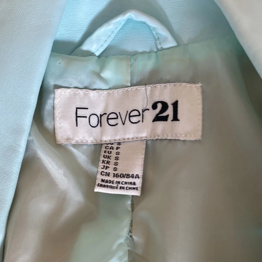 Forever 21 Leather Turquoise/ Teal Jacket - Picture 2 of 6